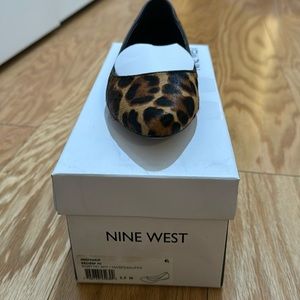 Nine West Speakup Almond Toe Flats Leopard Haircalf 5.5 M